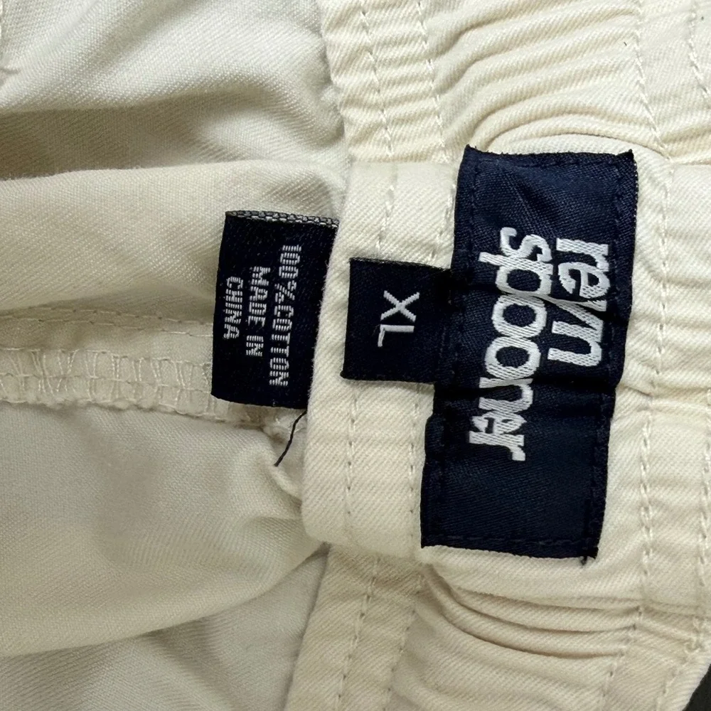 *flaw* Reyn Spooner Mens XL Ivory Drawstring Shorts 8 Inseam Resort Casual
